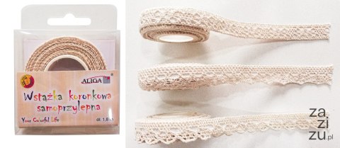 Wstążki bawełniane koronkowe samoprzylepne 1,8m x 1,5cm WK-6662 Wstążki bawełniane koronkowe samoprzylepne 1,8m x 1,5cm WK-6662