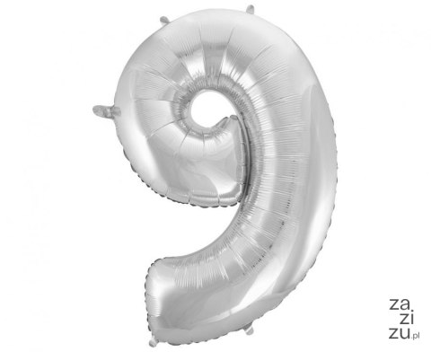 Balon foliowy B&C "Cyfra 9", srebrna, 92 cm FG-C85S9 Balon foliowy B&C "Cyfra 9", srebrna, 92 cm FG-C85S9