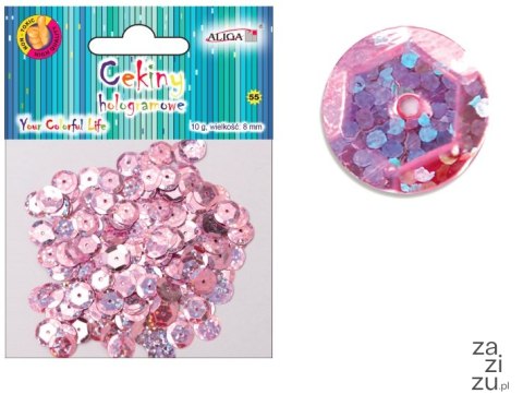 Cekiny 12szt hologramowe j. różowe 8mm 10g | MT-6601 Cekiny 12szt hologramowe j. różowe 8mm 10g | MT-6601