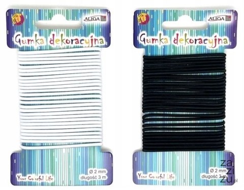 Gumki dekoracyjne czarne i białe, 2mm x 2m GUM-8329 Gumki dekoracyjne czarne i białe, 2mm x 2m GUM-8329
