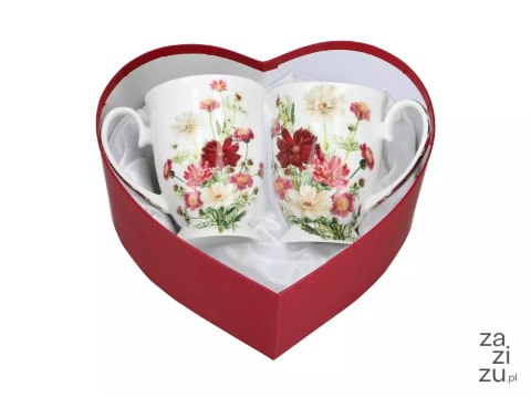 Komplet 2 kubków 280ml w sercu - Kwiaty (CARMANI) 840-0360 Komplet 2 kubków 280ml w sercu - Kwiaty (CARMANI) 840-0360