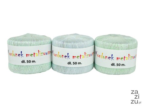 Kordonek metalizowany perłowy 2mm x 50m, op.3szt. KOB-03 Kordonek metalizowany perłowy 2mm x 50m, op.3szt. KOB-03