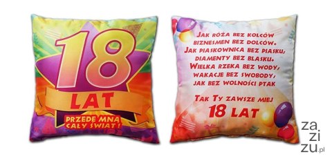 Poduszka urodzinowa -- 18 lat przede mną cały świat S114 Poduszka urodzinowa -- 18 lat przede mną cały świat S114