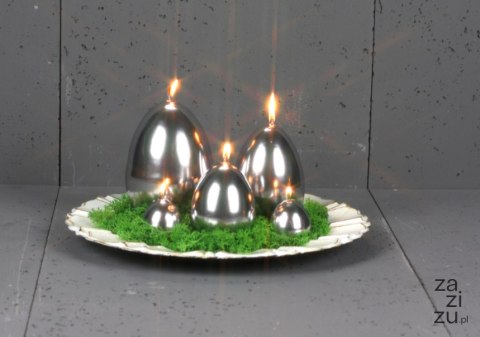 Świeca jajko lustrzane 70/90mm srebrne Świeca jajko lustrzane 70/90mm srebrne