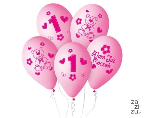Balony Premium "Moje 1 urodziny różowe 30 cm / 5 szt. GB-MU1G Balony Premium "Moje 1 urodziny różowe 30 cm / 5 szt. GB-MU1G