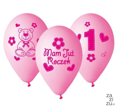 Balony Premium "Moje 1 urodziny różowe 30 cm / 5 szt. GB-MU1G Balony Premium "Moje 1 urodziny różowe 30 cm / 5 szt. GB-MU1G