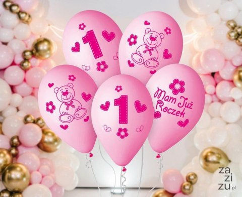 Balony Premium "Moje 1 urodziny różowe 30 cm / 5 szt. GB-MU1G Balony Premium "Moje 1 urodziny różowe 30 cm / 5 szt. GB-MU1G