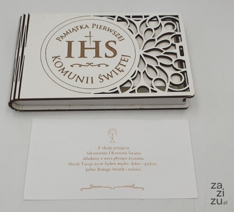 Banknotówka na pieniądze 10 x 15,5cm ażur biała KOMUNIA ŚW IHS Banknotówka na pieniądze 10 x 15,5cm ażur biała KOMUNIA ŚW IHS