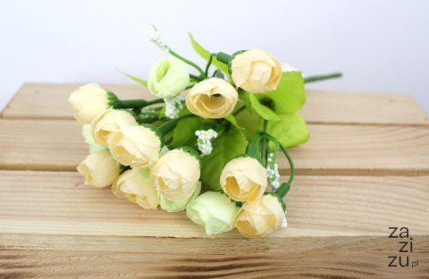 Bukiet 2szt. róża wys. 24 cm 5 łodyg (15 kwiatów 2,5x2 cm) KREMOWA KHNA-111B Bukiet 2szt. róża wys. 24 cm 5 łodyg (15 kwiatów 2,5x2 cm) KREMOWA KHNA-111B