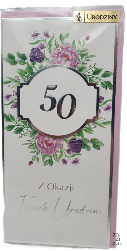 Karnet długi urodziny 50-tka NR009 Karnet długi urodziny 50-tka NR009