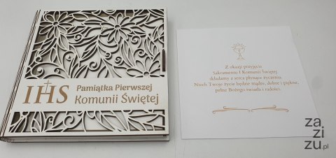 Kasetka kwadrat 16 x 16cm ażur biała KOMUNIA ŚW Kasetka kwadrat 16 x 16cm ażur biała KOMUNIA ŚW
