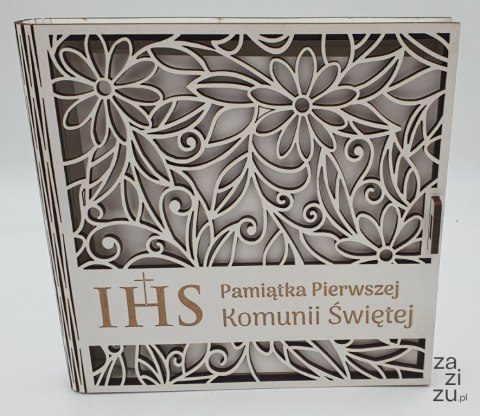 Kasetka kwadrat 16 x 16cm ażur biała KOMUNIA ŚW Kasetka kwadrat 16 x 16cm ażur biała KOMUNIA ŚW