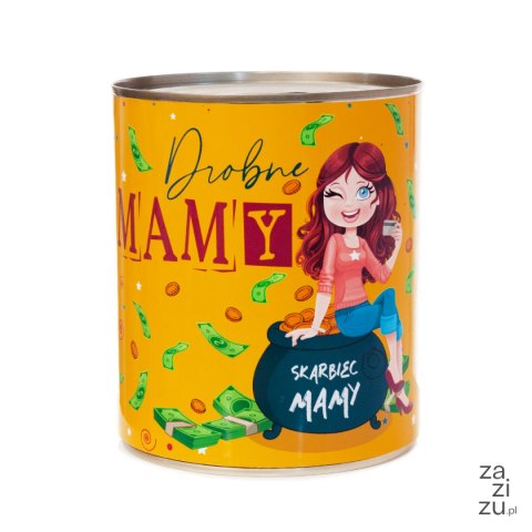 Skarbonka metalowa urodzinowa z napisem "Drobne mamy" Skarbonka metalowa urodzinowa z napisem "Drobne mamy"