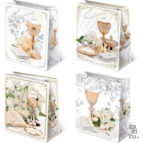 Torebki ozdobne 10szt. XL set K5 Komunia Kielichy 30 x 36,5 x 13 cm