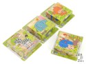 Układanka drewniana 10 x 10cm kwadratowe kostki 3,5 x 3,5cm z obrazkami zwierząt, 4 różne obrazki