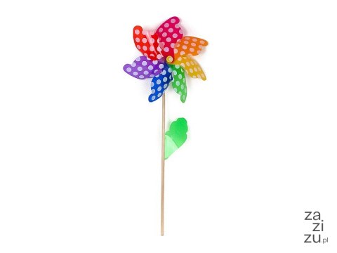 Wiatrak śred.32cm drewniany trzonek dł.60cm Wiatrak śred.32cm drewniany trzonek dł.60cm