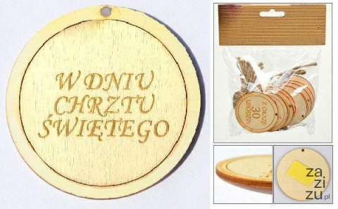 Zawieszka etykieta 10szt. drewniana CHRZEST ŚW OZD-032 Zawieszka etykieta 10szt. drewniana CHRZEST ŚW OZD-032