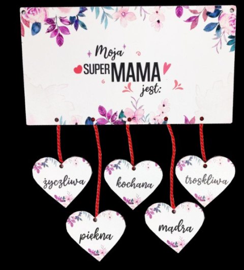 Zawieszka z sercami 24 x 26cm MAMA KWIATY PASTELE Zawieszka z sercami 24 x 26cm MAMA KWIATY PASTELE