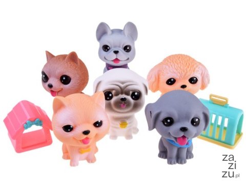 Zestaw gumowe figurki pieski psy 6szt ZA4786 Zestaw gumowe figurki pieski psy 6szt ZA4786