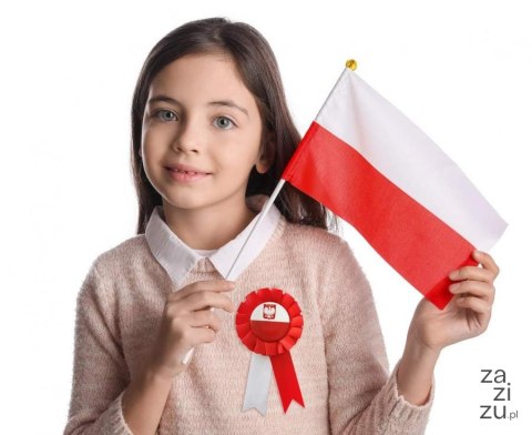 Flaga Polska 30x45 z patykiem-60cm Flaga Polska 30x45 z patykiem-60cm