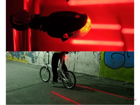 Lampka rowerowa tylna laserowa 5 led laser linia oświetlenie tylne drogi 14498 Lampka rowerowa tylna laserowa 5 led laser linia oświetlenie tylne drogi 14498