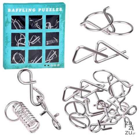 Metalowa układanka puzzle łamigłówka zagadka logiczna 9 ele ZA5066 Metalowa układanka puzzle łamigłówka zagadka logiczna 9 ele ZA5066