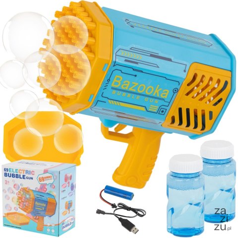 Pistolet automat do baniek bazooka na bańki bubble niebieska 963-13A Pistolet automat do baniek bazooka na bańki bubble niebieska 963-13A