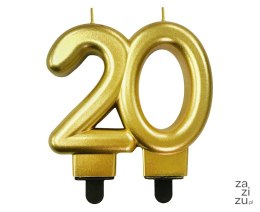 Świeczka 20 urodziny metalik złota 8cm