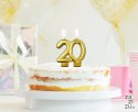 Świeczka 20 urodziny metalik złota 8cm