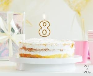 Świeczka B&C cyferka "8", złoty kontur PF-SCZK8 Świeczka B&C cyferka "8", złoty kontur PF-SCZK8