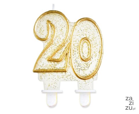 Świeczka liczba 20 złoty kontur Świeczka liczba 20 złoty kontur