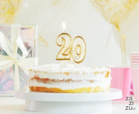 Świeczka liczba 20 złoty kontur Świeczka liczba 20 złoty kontur