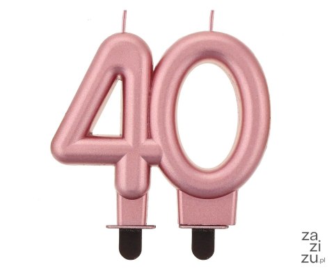 Świeczka liczba 40 urodziny metalik różowo-złota 8cm PF-SCRZ40 Świeczka liczba 40 urodziny metalik różowo-złota 8cm PF-SCRZ40