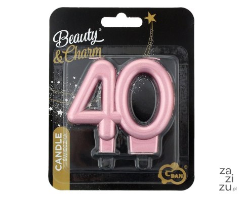 Świeczka liczba 40 urodziny metalik różowo-złota 8cm PF-SCRZ40 Świeczka liczba 40 urodziny metalik różowo-złota 8cm PF-SCRZ40