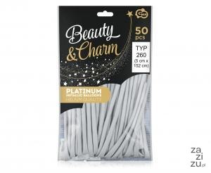 Balony do modelowania Beauty&Charm, platynowe srebrne, 50 szt. KK CB-MLSR Balony do modelowania Beauty&Charm, platynowe srebrne, 50 szt. KK CB-MLSR