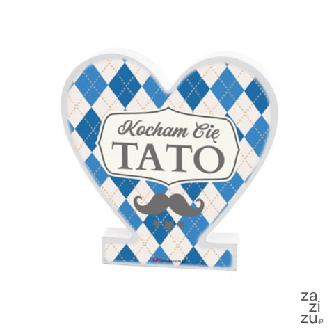 Drewniana tabliczka serce z podstawką wzbogacona lakierem UV z napisem "Kocham Cię Tato" Drewniana tabliczka serce z podstawką wzbogacona lakierem UV z napisem "Kocham Cię Tato"