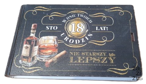 Pudełko na pieniądze 16 x 9,5cm banknotówka na 18 urodziny WHISKY 3302-WY18 Pudełko na pieniądze 16 x 9,5cm banknotówka na 18 urodziny WHISKY 3302-WY18