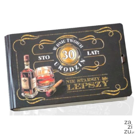 Pudełko na pieniądze 16 x 9,5cm banknotówka na 30 urodziny WHISKY 3302-WH30
