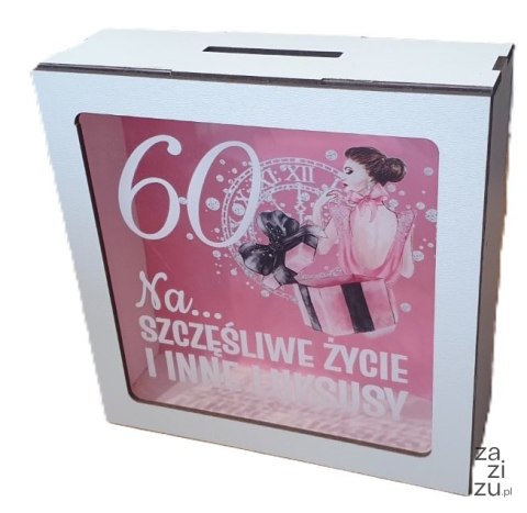 Skarbonka z okienkiem 60 urodziny 18 x 18cm PANI ELEGANT 3301-EPI60 Skarbonka z okienkiem 60 urodziny 18 x 18cm PANI ELEGANT 3301-EPI60