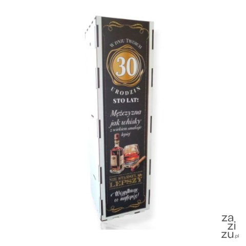 Skrzynka pudełko 33,5 x 9,5cm na butelkę alkoholu 30 Urodziny WHISKY 3311-WY30 Skrzynka pudełko 33,5 x 9,5cm na butelkę alkoholu 30 Urodziny WHISKY 3311-WY30