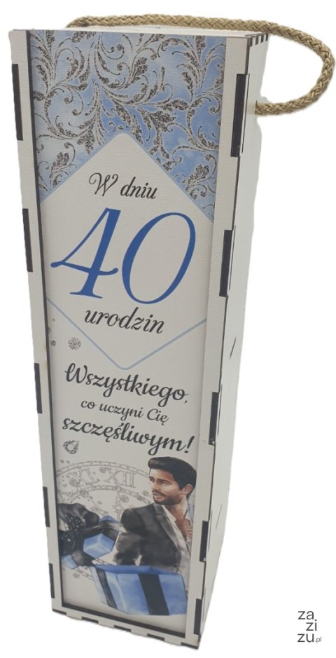 Skrzynka pudełko 33,5 x 9,5cm na butelkę alkoholu 40 Urodziny ELEGANT PAN 3311-EPN40 Skrzynka pudełko 33,5 x 9,5cm na butelkę alkoholu 40 Urodziny ELEGANT PAN 3311-EPN40
