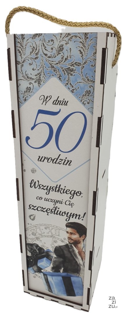 Skrzynka pudełko 33,5 x 9,5cm na butelkę alkoholu 50 Urodziny ELEGANT PAN 3311-EPN50 Skrzynka pudełko 33,5 x 9,5cm na butelkę alkoholu 50 Urodziny ELEGANT PAN 3311-EPN50