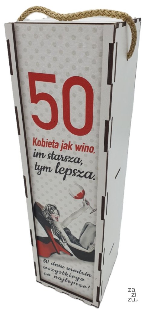 Skrzynka pudełko 33,5 x 9,5cm na butelkę alkoholu 50 Urodziny kolor SZPILKA 3311-SZ50 Skrzynka pudełko 33,5 x 9,5cm na butelkę alkoholu 50 Urodziny kolor SZPILKA 3311-SZ50