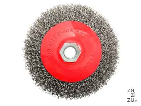 Szczotka druciana obrotowa boczna 115mm M14 drut karbowany stalowy G00598 Szczotka druciana obrotowa boczna 115mm M14 drut karbowany stalowy G00598