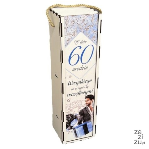 Skrzynka pudełko 33,5 x 9,5cm na butelkę alkoholu 60 Urodziny ELEGANT PAN 3311-EPN60 Skrzynka pudełko 33,5 x 9,5cm na butelkę alkoholu 60 Urodziny ELEGANT PAN 3311-EPN60