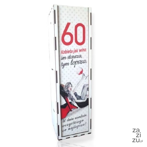 Skrzynka pudełko 33,5 x 9,5cm na butelkę alkoholu 60 urodziny kolor SZPILKA 3311-SZ60 Skrzynka pudełko 33,5 x 9,5cm na butelkę alkoholu 60 urodziny kolor SZPILKA 3311-SZ60