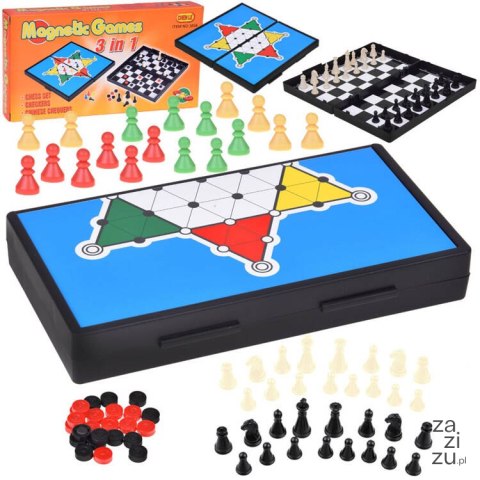 Zestaw gier 3w1 szachy warcaby chińczyk magnetyczne strategiczna GR0676 Zestaw gier 3w1 szachy warcaby chińczyk magnetyczne strategiczna GR0676